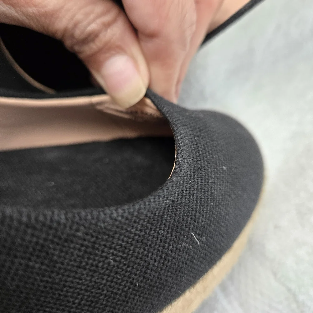 J. Crew Seville Espadrille Wedges Black Round Cap Toe Size 9 Platform Canvas
